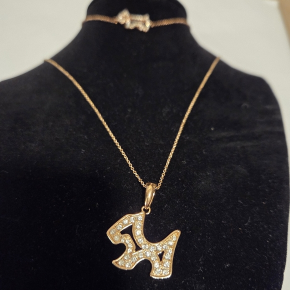 18K RGP Scottie Dog Puppy Necklace And Bracelet With Rhinestones - Picture 2 of 8